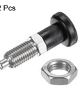 2 Pack Push Fit Ball Nose Spring Plunger M12x1.5 Thread 6mm Pin Shaft Stainless Steel Return Knob with Hex Nut