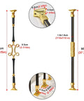 Hella Durable Adjustable Aluminum Balusters And Stair Spindles Set Of 8, 95cm gold and black floor mount railing columns with swivel brackets.