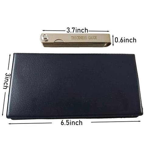 30 Piece Surface Roughness Comparators Set With Ra0.05-12.5mm Microfinish Blocks, black case, 3.7 inch thickness gauge shown