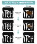 Spooktacular Black Witches Brew Coffee Station Mat Featuring Quick Dry Absorbent PU Material Designed For Kitchen Counter Espresso Machine Setup 28 By 18 Inch Halloween spill proof drip catch pad absorption demonstration.