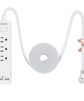 Ultra Thin Flat Extension Cord 10 Ft With 3 Outlets And 2 USB Low Profile Rug Under Carpet Power Strip Flat Plug
