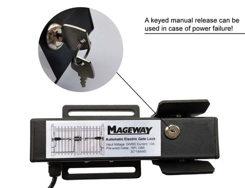 Heavy Duty 24V DC Automatic Electric Gate Lock For Swing Gates And Gate Openers, Fail Secure Waterproof Solenoid Lock
