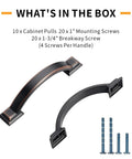 Oil Rubbed Bronze Cabinet Pulls 3 Inch Center 4.4 Inch Overall Length 10 Pack Zinc Kitchen Cabinet Handles with screws