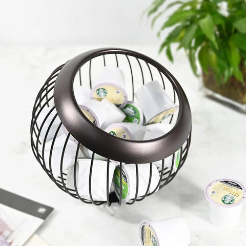 Big Capacity Coffee Pod Organizer For Keurig K Cups And Espresso Pods Holds 30 Plus K-Cups Or 100 Plus Original Capsules Bronze Finish Pod Holder For Your Coffee Bar Space Saving Must Have Gift For Valentines Day with K-Cups