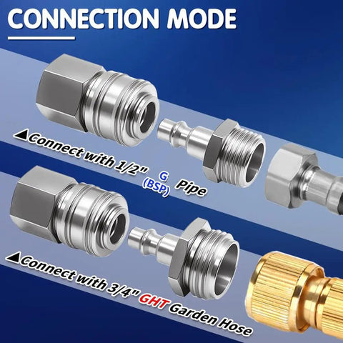 3-Piece RV Exterior Shower Quick-Connect Kit, Brass Water Hose Fittings With Leak-Proof Self-Locking Design, Easy Install adapters