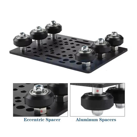 Groove Frame Connection Plate Kit For 3D Printers 20 To 80mm Wide Frames With Six Wheels Black Aluminum Solid POM Plate Flexible Mounting Holes for motors and accessories