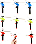 Epic 12 Pack Handheld Flying Helicopters and Plastic Airplane Toys for Kids Outdoor Play displayed in random colors.