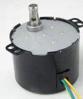 Permanent Magnet Synchronous Micro AC Motor With Mini Gearbox 110V showing shaft and wiring for robotic projects.
