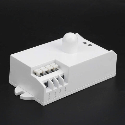 Smart Microwave Motion Sensor Switch 5.8GHz TDL1913, white PVC, wall-mounted for home, office, warehouse lighting automation, 85-250V AC.