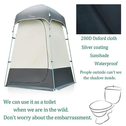 All In One Portable Outdoor Shower Tent Changing Room Privacy Shelter For Camping And Hiking Gray with fabric close-up