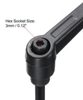 Close-up of 3mm hex socket on a black oxide clamping lever from the 5 Pack Heavy Duty Quick Swap Clamping Levers.