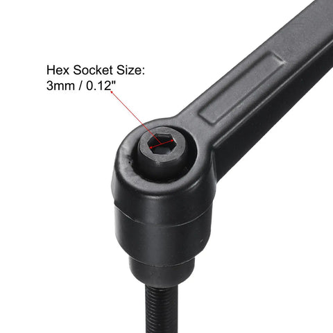 Close-up of 3mm hex socket on a black oxide clamping lever from the 5 Pack Heavy Duty Quick Swap Clamping Levers.
