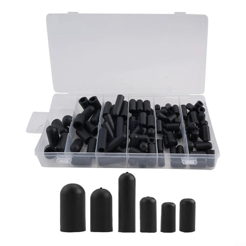 Premium 105 Piece Vacuum Hose End Cap Kit With Nine Sizes Of Flexible Rubber Seal For Quick Vehicle Rear Door Upgrade, Heat Resistant Up To 105C Abs Material Built For Tough Conditions And Effortless DIY Installation. 105-piece ABS hose end cap kit in organizer case, nine sizes