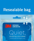 Ultra Comfortable Sleep And Study Ear Plugs, 160 Soft Foam Plugs In Light Blue, NRR 32 dB in resealable bag close-up