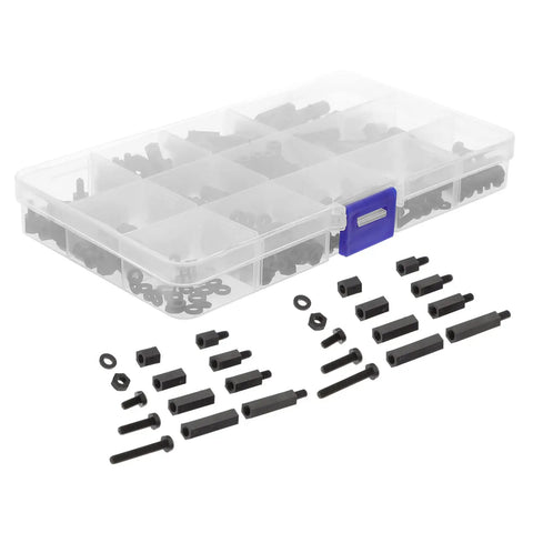 2 Sets Nylon Standoff Spacer Assortment Kit Featuring Heavy Duty Machine Screws Nuts And PCB Mounting Hardware For Versatile Electronics Sensor Assembly And Head Fixing Projects With High Hardness Build in storage case.