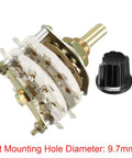 Four Pole Four Position Rotary Switch with Knob, Band Selector, Two Deck, 20 Contacts, Mount Hole 9.7mm, Shaft 6mm, with knob and nut