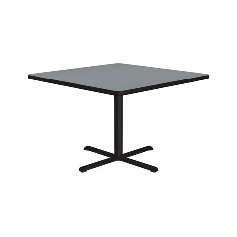 Gray Granite Top 42 Inch Square Bar Table With Black Cast Iron Base And Steel Column For Cafe And Break Room High Pressure Laminate Top