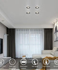 Clean 15 Pack Black Brushed Brass Led Recessed Ceiling Lights With Smooth Trim And Switchable 3000K 4000K 6000K Shades For Quick Ceiling Upgrades No Fuss Setup Guaranteed in modern living room.