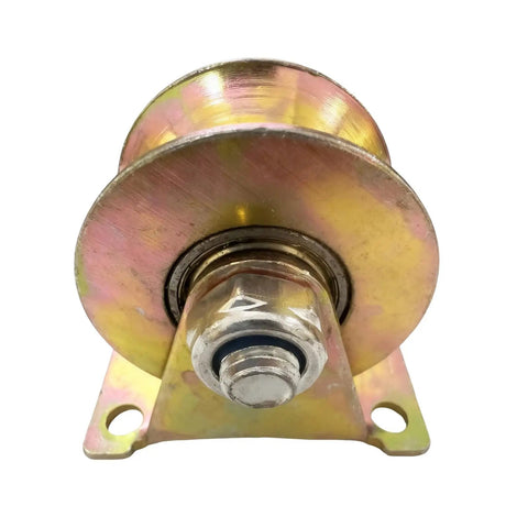 Heavy Duty U Groove Gate Casters 2 Inch Steel Gate Wheels Bearing 660 Lbs Per Wheel close-up view of roller on mounting bracket.