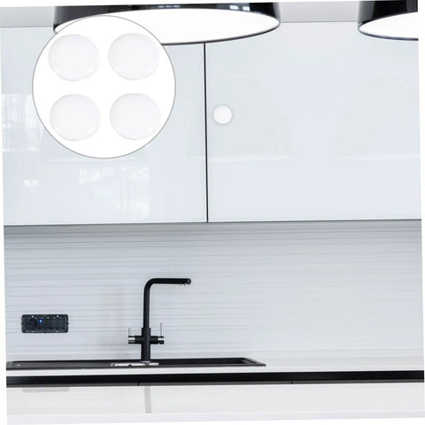 Six Pack White Alloy Round Cabinet Door Handles For Wardrobe And Kitchen Cabinets on white kitchen cabinet.