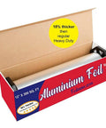 Heavy Duty Aluminum Foil Roll With Sturdy Corrugated Cutter Box For Thick Food Safe Wrap, 12 Inch by 300 Square Feet, open box