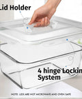 Mega Sized Glass Food Storage Container With Airtight Locking Lid 6500 Ml 28 Cup Capacity shown with lid being opened