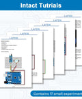 Intact tutorials for Beginner Arduino Starter Kit With R3 CH340 Board, 400 Point Breadboard, DHT11 Sensor, Soil Moisture Sensor, LEDs, And Retail Box, IDE Compatible For Hands On Projects You Can Do Now.