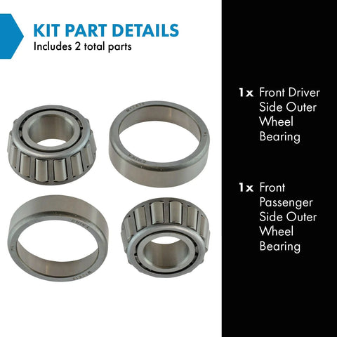 Front Outer Wheel Bearing And Race Kit For Driver And Passenger Sides Fits Ford F-250 1965 To 1972, Chevrolet Astro 1985 To 2002
