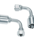 QWORK 1/4in hydraulic elbow fittings, 90° JIC female, 37°; 2-pack nickel-plated steel
