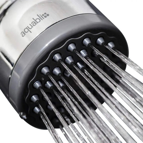 TurboSpa 3 Inch High Pressure Shower Head With 42 Nozzles Ultra Wide Spray and flowing water close-up