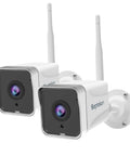 Outdoor Security Camera Bundle Two-Pack 1080P WiFi Surveillance Cameras for Home Security IP66 Weatherproof Night Vision Motion Detection 2-Way Audio Cloud Storage Alexa Compatible No-Brainer Setup