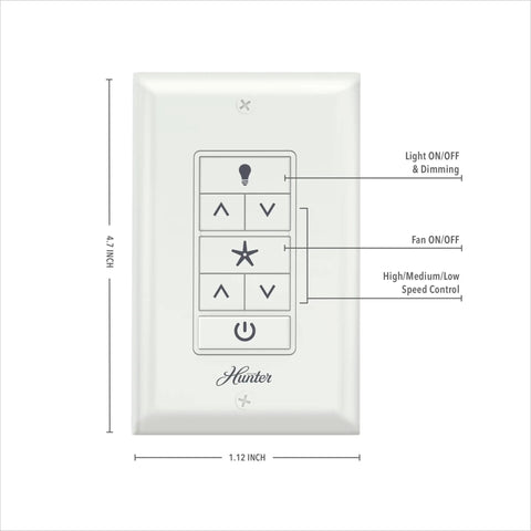 Universal Ceiling Fan Wall Control Switch With Receiver For Speed And Light, No Fuss In Wall Dimmer For Indoor Use product image