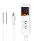 Dual Probe Digital Temperature Controller For Reptile Terrarium Thermostat with two probes and dual outlets and display