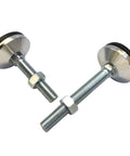 Heavy Duty Adjustable Leveling Feet 8 Pack Thick Carbon Steel Support Legs M16 X 200mm Thread With 2.4 Inch Base Diameter, two leveling feet visible.