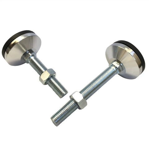 Heavy Duty Adjustable Leveling Feet 8 Pack Thick Carbon Steel Support Legs M16 X 200mm Thread With 2.4 Inch Base Diameter, two leveling feet visible.