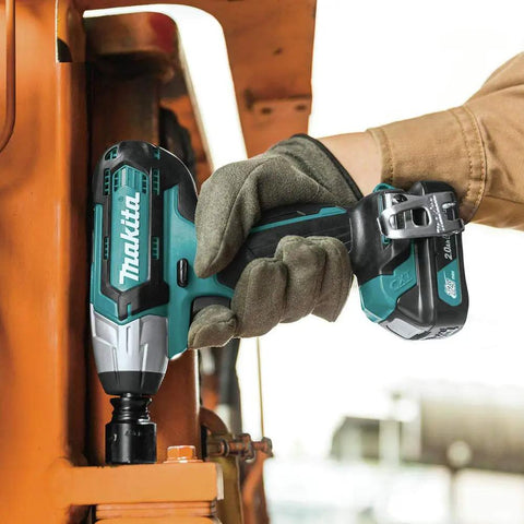 Person using 12V Max CXT Impact Wrench Kit With Ultra Compact Six Inch Body No Fuss Weighs Just 2.3 Lb Battery Included Variable Speed
