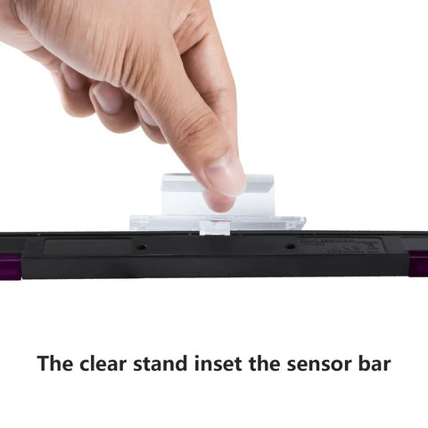 Hand installing Wired Infrared Sensor Bar For Nintendo Wii And Wii U Consoles Replacement Sensor Bar With Clear Stand Adhesive Mount