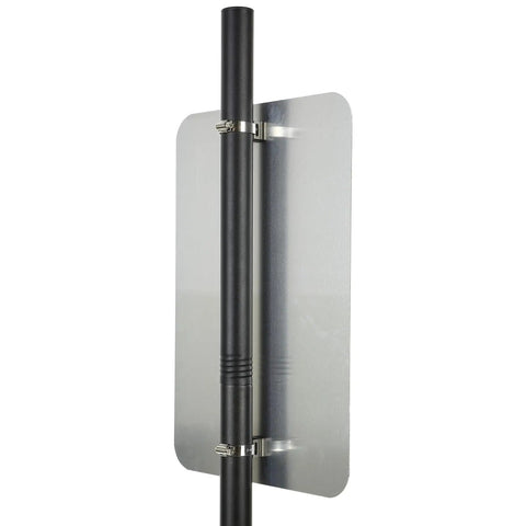 Two Pack Adjustable Sign Mounting Brackets for Poles 1.3 to 2.24 Inches, Rust Resistant Street Sign Hardware in use