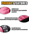 Dope Pink Rhinestone Bling Soft Leather Steering Wheel Cover For Cars showing artificial leather, elastic band, and rhinestone details.