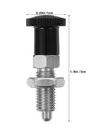 Top Shelf M6 Stainless Steel Spring Loaded Indexing Plunger With 4Mm Retractable Pin Non Locking Ergonomic Knurled Grip Heavy Duty Industrial Shop Tools Two Piece Set, showing detailed dimensions and design.