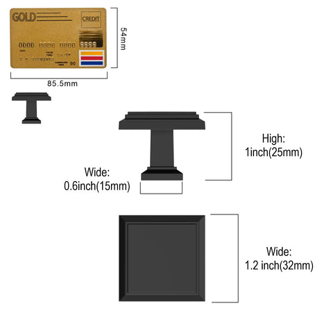 Dimensions of 10 Pack 1.3 Inch 32mm Matte Black Cabinet Knobs For Dresser And Bathroom Cabinets With Durable Hardware