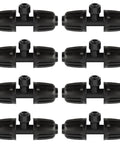 8-Pack 1/2 To 1/4 Inch Drip Irrigation Fittings Barbed Tee Quick Connector Kit in black, showing side view.
