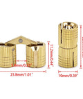 Hidden Brass Barrel Hinges 10mm 4 Pack Concealed Box Hinges For DIYers Jewelry Box And Hand Craft Invisible Cabinet Hinges With 180 Degree Opening Angle Durable Brass Construction For Craft Lovers, showing size dimensions and gold brass material.
