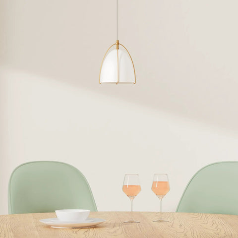 Two Pack Modern Dome Pendant Lights, 1 Light Each, White Dome With Gold Trim, Perfect Kitchen Island Fixture For Dining Room Hallway Bar Or Sink Area, Clean Minimalist Look That Elevates Any Space