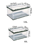 Heavy Duty Collapsible Storage Bins With Lids Super Sturdy Plastic Folding Crate 120L and 60L sizes with dimensions.