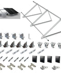 Components of Adjustable Solar Panel Mounting Brackets Kit System 30 To 45 Degree Tilt Aluminum Ground Mount For 1 To 4 Panels
