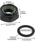 Two Sets Black Imperial Hex M8 Skateboard Side Nut Washers With Non Slip Rubber Ring Built Tough For Skateboard And Longboard Axle Hardware