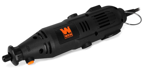 Black 1 Amp Variable Speed Rotary Tool Kit With 100 Plus Accessories, front view, includes spindle lock for cutting, sanding, grinding.