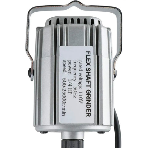 Badass 780W Flexible Shaft Hanging Grinder With Integrated Foot Pedal 25000 RPM Variable Speed Shop Grade Metalworking Rotary Tool showing motor specifications.