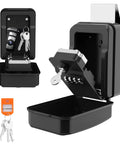 Lock It Down Tight With This Solid Window Mount Security Box Designed With A Slick Four Digit Combo Dial And A Clever Emergency Backup Key So You Can Skip The Stress And Stay Worry Free During Busy Turo Shifts Or Daily Rideshare Runs. Black mount key box open with spare keys and combination dial.